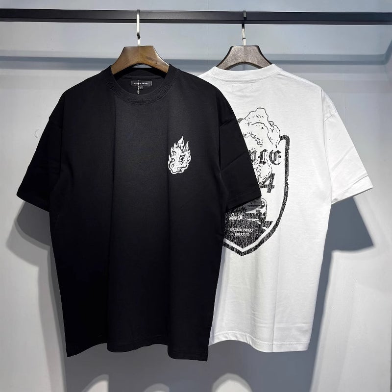 Export Summer Purlebrand Letter Crack Pattern Printed Round Neck T-Shirt For Men And Women Loose Casual Short Sleeves - Image 5