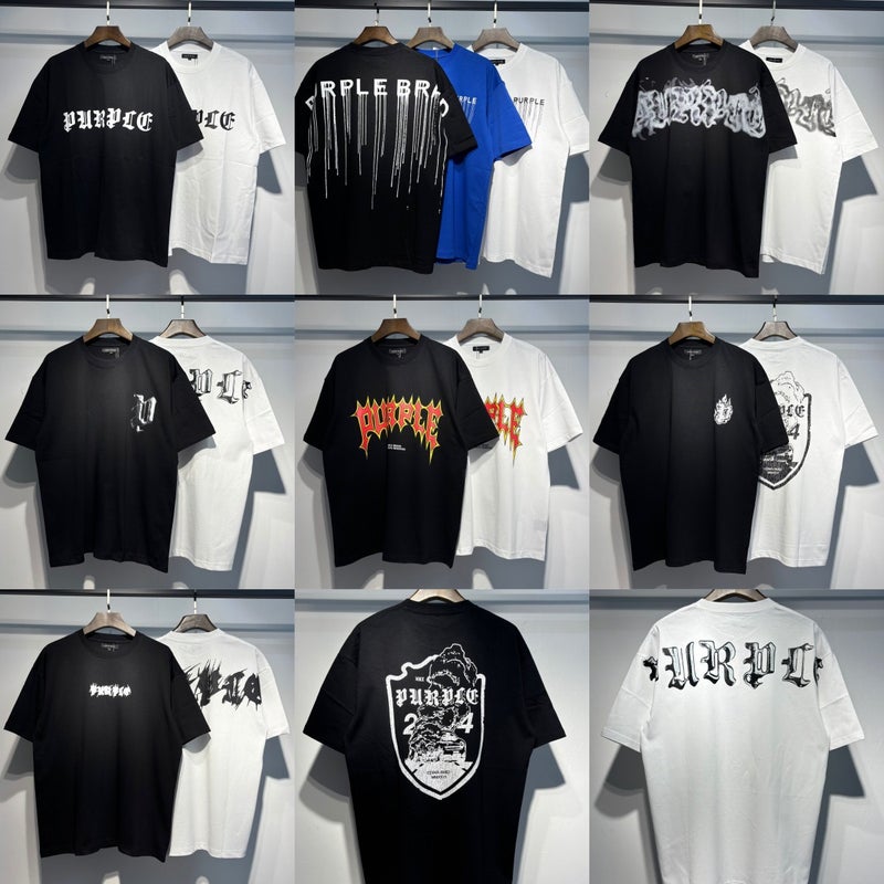 Export Summer Purlebrand Letter Crack Pattern Printed Round Neck T-Shirt For Men And Women Loose Casual Short Sleeves - Image 2
