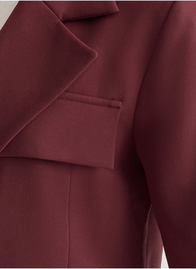 trendyol Claret Red Oversize Lined Woven Blazer Jacket TWOSS22CE0077  - Image 4