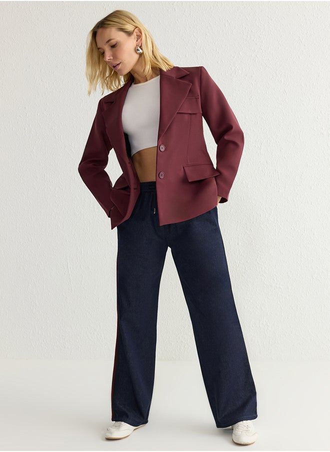 trendyol Claret Red Oversize Lined Woven Blazer Jacket TWOSS22CE0077  - Image 2