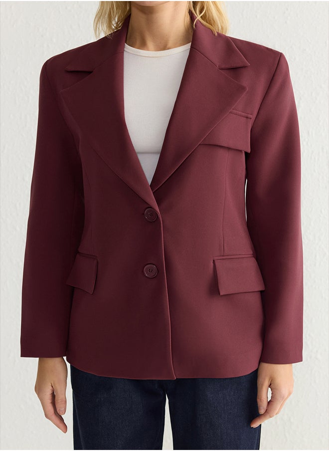 trendyol Claret Red Oversize Lined Woven Blazer Jacket TWOSS22CE0077  - Image 3