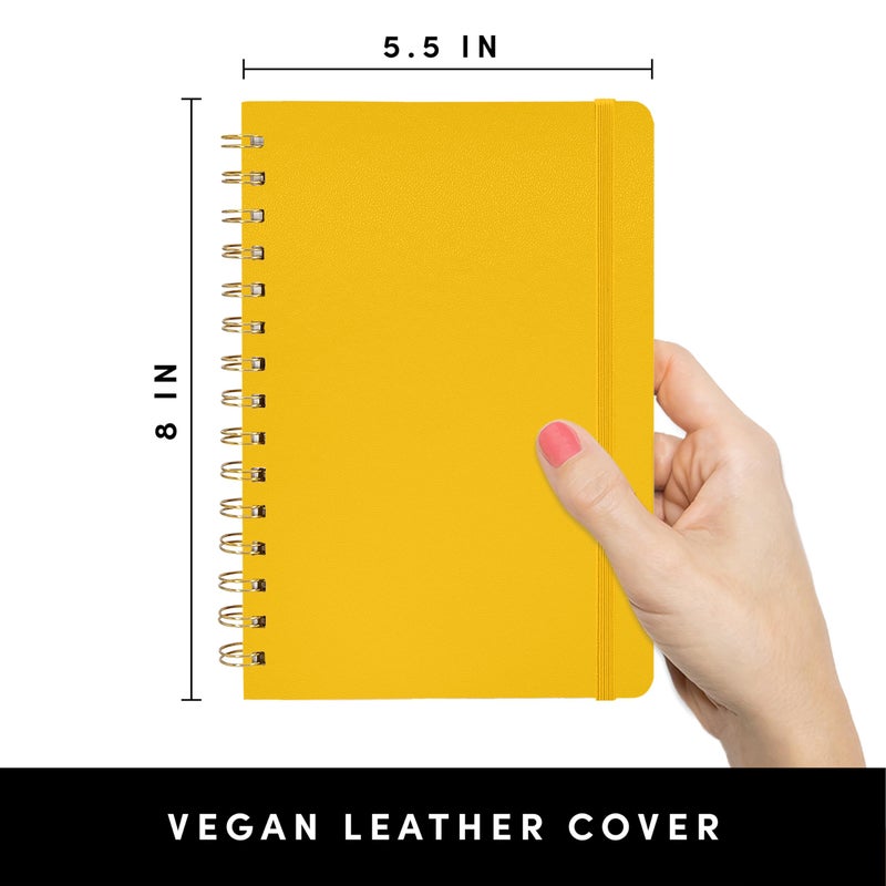 PAPERAGE Lined Spiral Journal Notebook, (Yellow), 160 Pages, Hardcover Journal for Women & Men, Medium 5.5 in x 8 in - 100 GSM, Thick Paper, Spiral Notebook for Work, School & Journaling - Image 2