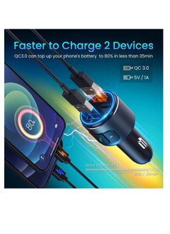 VicTsing VicTsing Bluetooth FM Transmitter for Car, Bluetooth V5.0, QC3.0 Car Radio Audio Adapter with LED Backlit, Dual USB Charging, Hands-Free Calling  - Image 2