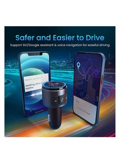 VicTsing VicTsing Bluetooth FM Transmitter for Car, Bluetooth V5.0, QC3.0 Car Radio Audio Adapter with LED Backlit, Dual USB Charging, Hands-Free Calling  - Image 3