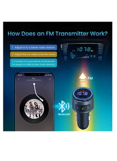 VicTsing VicTsing Bluetooth FM Transmitter for Car, Bluetooth V5.0, QC3.0 Car Radio Audio Adapter with LED Backlit, Dual USB Charging, Hands-Free Calling  - Image 4