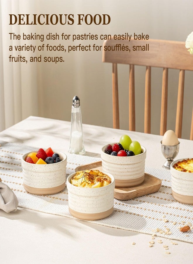 DAFUCERAMIC Ramekins 8 oz Oven Safe, Porcelain Creme Brulee Ramekins Pudding Custard Cups Small Ceramic Souffle Dishes Baking Bowls Set of 4 (Arctic White) - Image 3