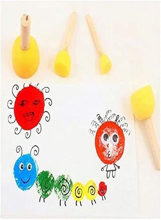 YBN 5 Pcs Round Stencil Sponge Wooden Handle Foam Brush Set Painting Tools for Kids DIY Painting Stencils Arts and Crafts Tool Accessories - Image 5
