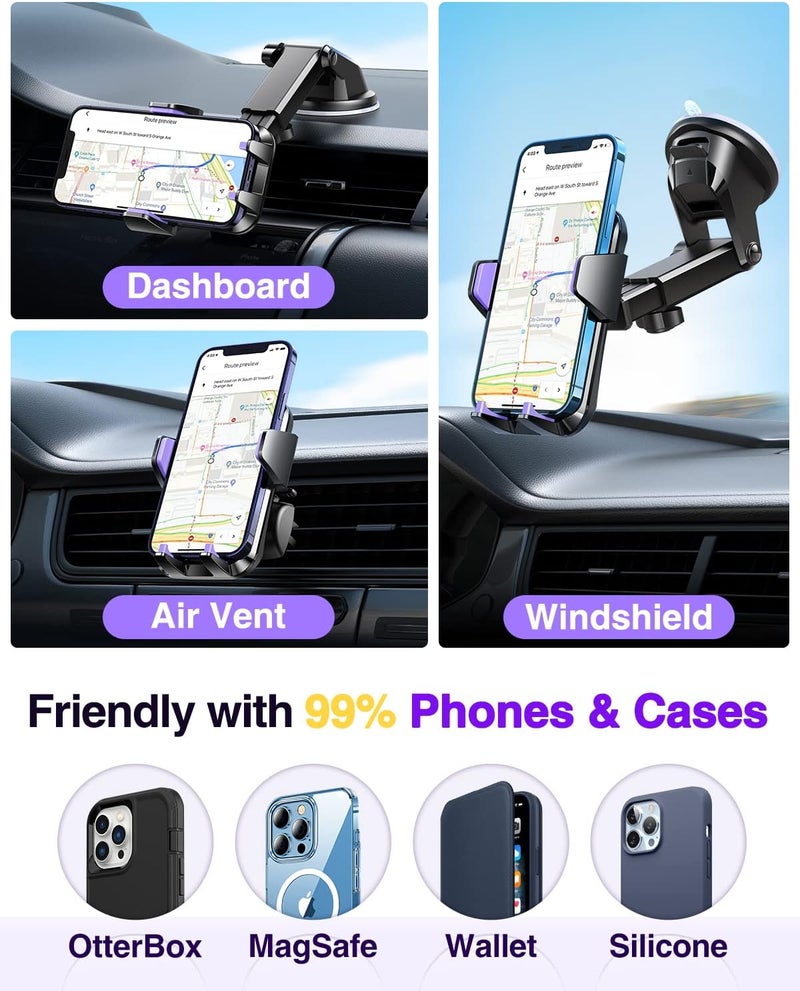 VANMASS 【85+LBS Strongest Suction & Military-Grade】2025 Ultimate Car Phone Mount【Patent Safety Certs】Cell Phone Holder Truck Stand Dashboard Windshield Vent for iPhone 17 16 15 Pro Max 14 for Samsung - Image 3
