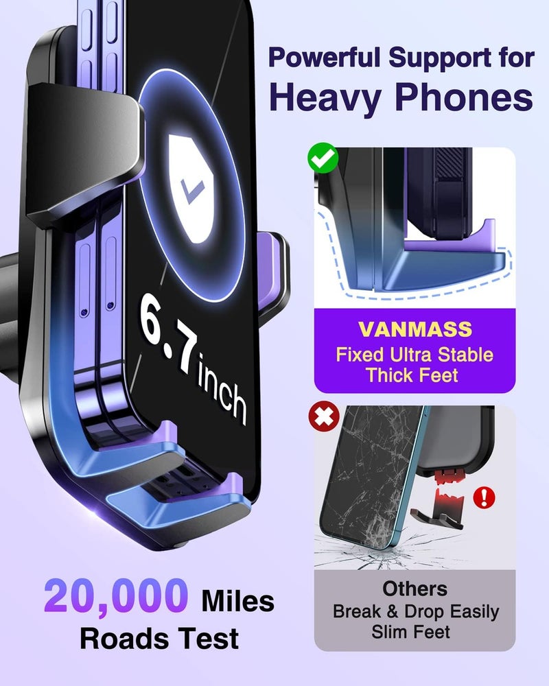 VANMASS 【85+LBS Strongest Suction & Military-Grade】2025 Ultimate Car Phone Mount【Patent Safety Certs】Cell Phone Holder Truck Stand Dashboard Windshield Vent for iPhone 17 16 15 Pro Max 14 for Samsung - Image 5