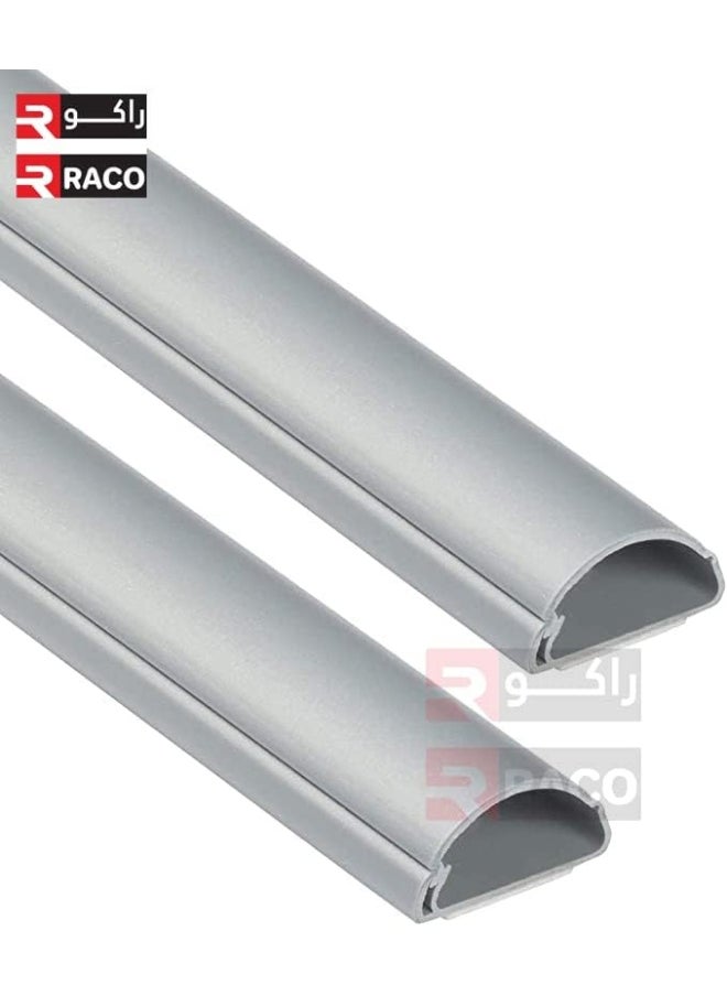 RACO Electrical PVC Floor Trunking 1-Meter Grey with Sticker, Half Round Cable Hiders, Decorative Cable Tidy Decorative Self-Adhesive Cable Cover-Grey  - Image 2
