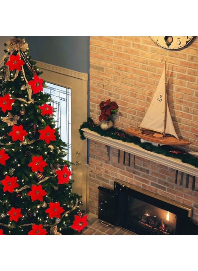 3 artificial poinsettia flowers for Christmas - Image 4