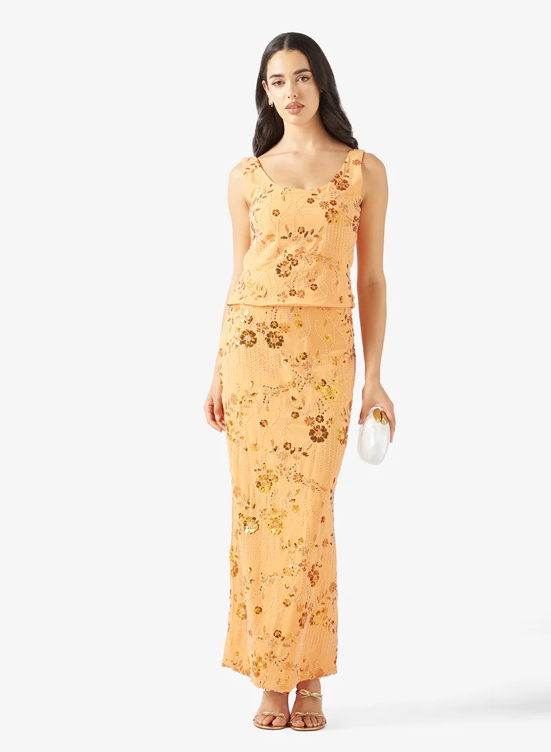 Ginger Bead Embellished Maxi Skirt