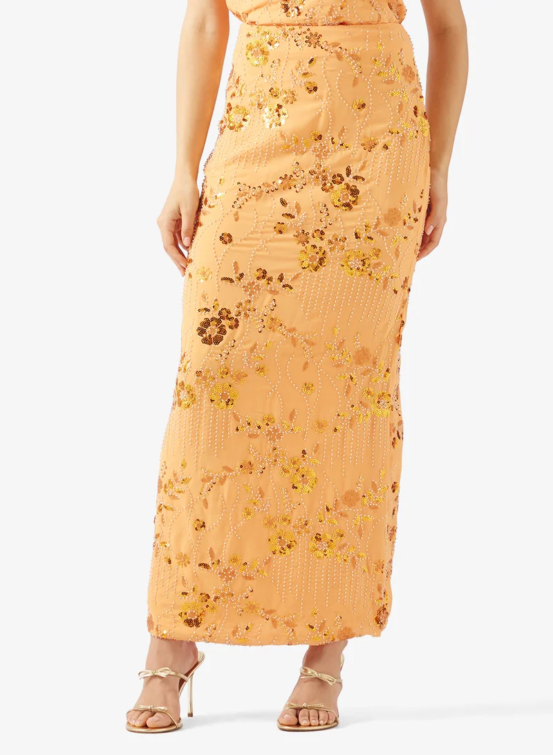 Ginger Bead Embellished Maxi Skirt