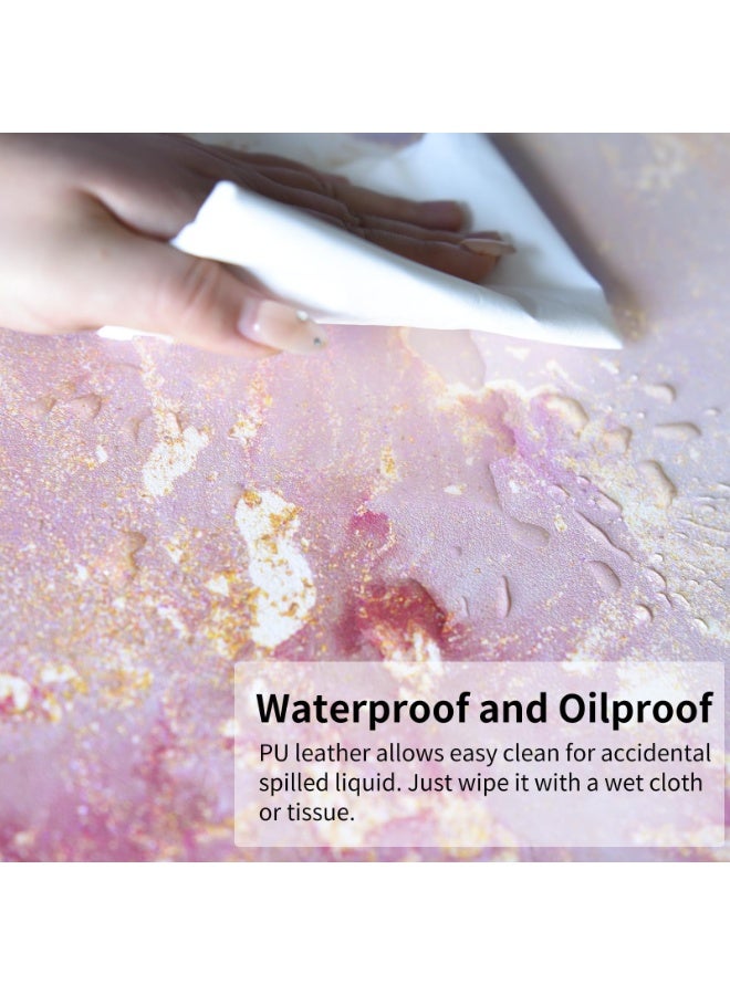 فوميمو سجادة ماوس كبيرة للكمبيوتر والمكتب، مقاومة للماء من الجلد الصناعي مع تصميم رخامي وردي، للحماية والكتابة والألعاب، 80×40 سم (متعدد الألوان) - Image 3