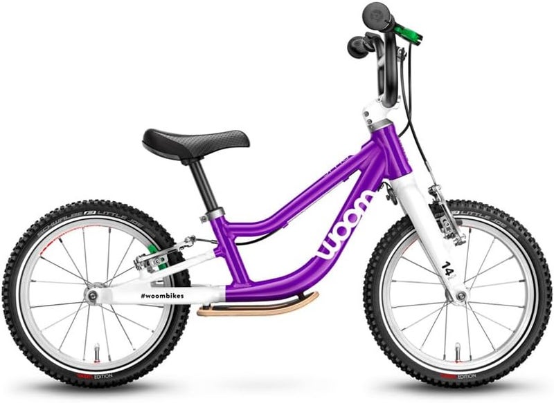 Woom 1 Plus Balance Bike for Toddlers - Lightweight Learning Bicycle with Footrest and Hand Brake - 14 Inch Wheels, Purple Haze - Image 1