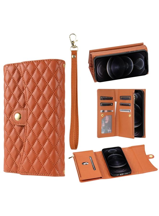 S-TOP Case For iPhone 11 Pro Zipper Multi-Card Wallet Rhombic Leather Phone Case - Image 1