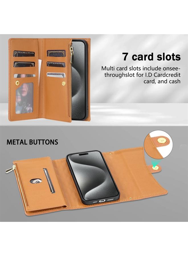 S-TOP Case For iPhone 11 Pro Zipper Multi-Card Wallet Rhombic Leather Phone Case - Image 5