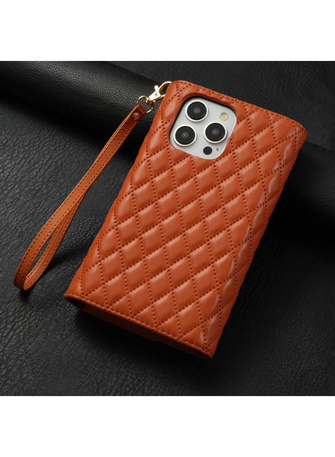 S-TOP Case For iPhone 11 Pro Zipper Multi-Card Wallet Rhombic Leather Phone Case - Image 3