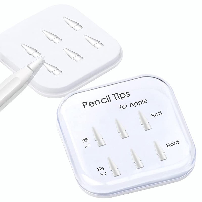 KASTWAVE Pencil Tips for Apple Pencil, Compatible with Apple Pencil 2nd Gen and 1st Gen, Soft and Hard, Double Layered Pencil Tip 6 Pack