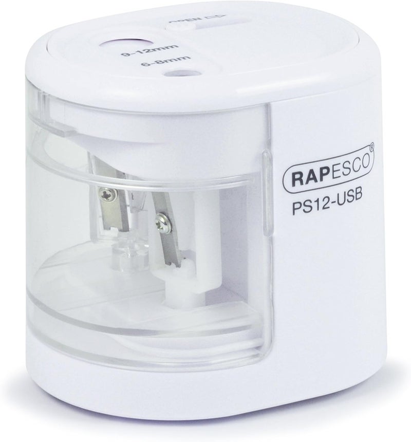 RAPESCO 1448 Automatic Electric USB/Battery Pencil Sharpener, White - Image 4