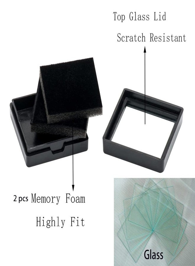 Giftop Loose Gemstone Display Box Jewelry Container with Glass Top Lids for Gems Diamond (Black, 1.1"x1.1"x0.65" -12 PCS) - Image 3