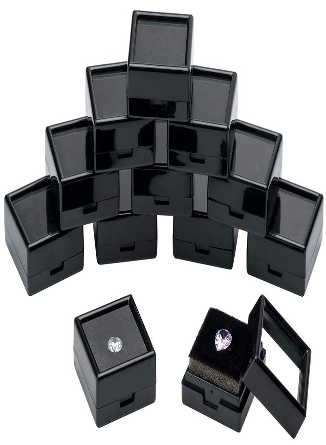 Giftop Loose Gemstone Display Box Jewelry Container with Glass Top Lids for Gems Diamond (Black, 1.1"x1.1"x0.65" -12 PCS) - Image 1