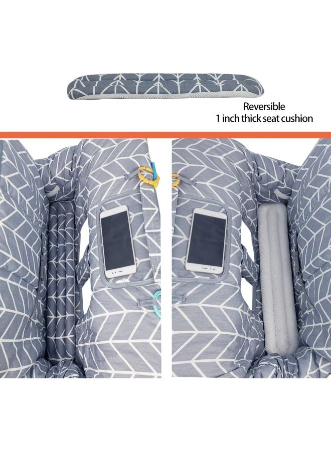 ICOPUCA Shopping Cart Cover for Baby, 2 in 1 Cart Cover for Babies and High Chair Cover, Padded Grocery Cart Seat Cover for Baby Girl Boy, with 1â€ Thick/Removable/Reversible Cushion, Grey - Image 5