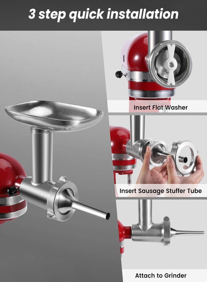 Rafbar Sausage Stuffer Kit for Kitchenaid KSMMGA Meat Grinder Attachment, Sausage Attachment for Kitchenaid, 3 Stainless Steel Stuffing Tubes Plus 1 Retainer - Image 5