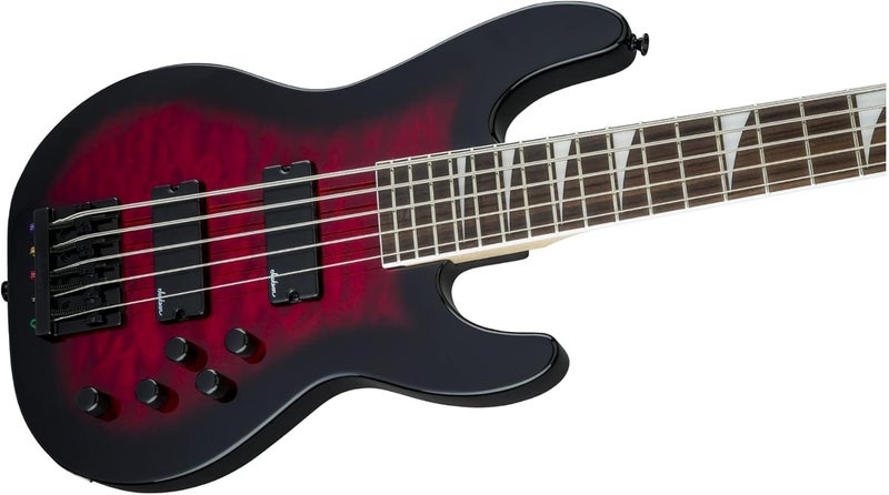 Jackson JS Series 5String Concert Bass JS3VQ Transparent Red Burst Amaranth Fingerboard - Image 5
