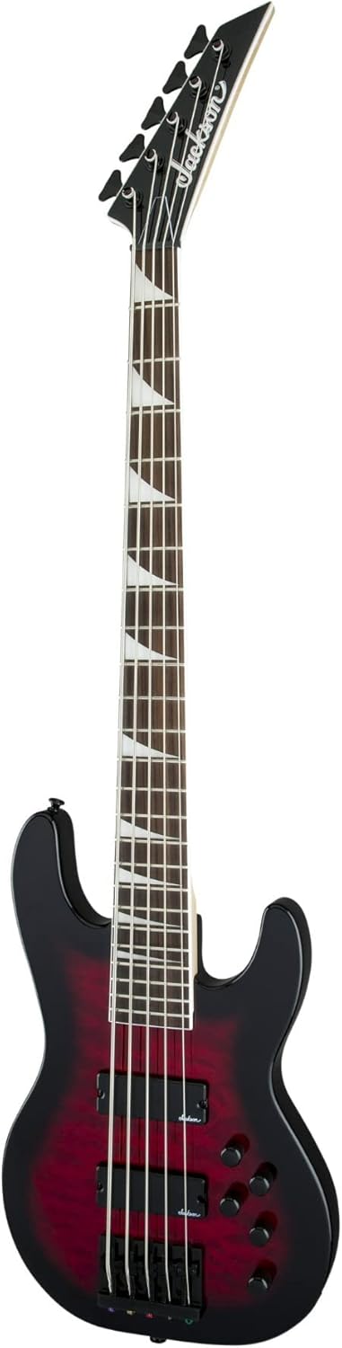 Jackson JS Series 5String Concert Bass JS3VQ Transparent Red Burst Amaranth Fingerboard - Image 3