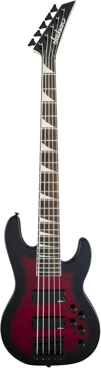 Jackson JS Series 5String Concert Bass JS3VQ Transparent Red Burst Amaranth Fingerboard - Image 1