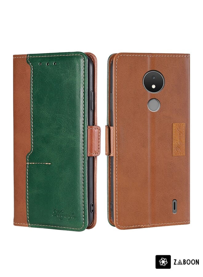 Zaboon Protective Case For Nokia C21 Contrast Color Side Buckle Leather - Image 1