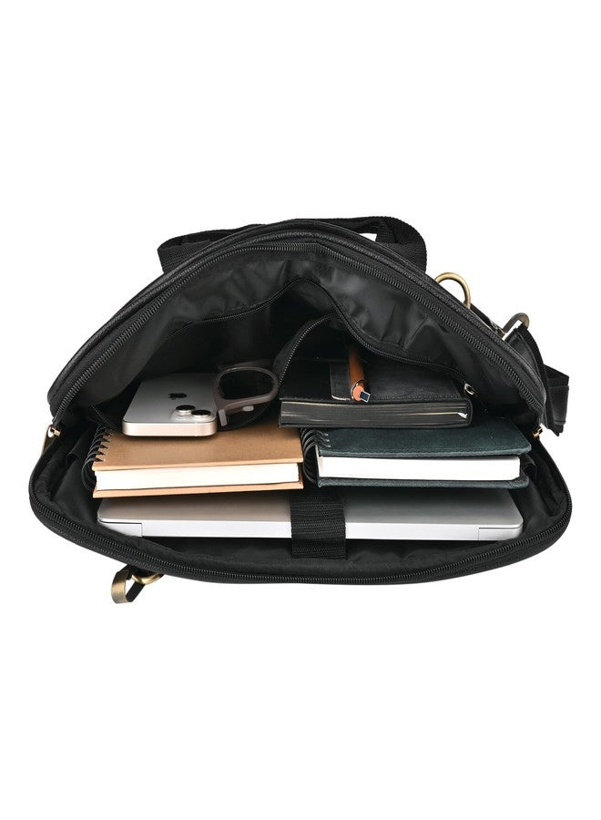 Fonsie Laptop Bag 18 Inch Supports 15.6 laptop, expandable compartment with sling strap, For Men and Women Office Messenger Bag, Notebook, Tab, Macbook Handbag Slim Design (Black)PU Leather for gift. - Image 4