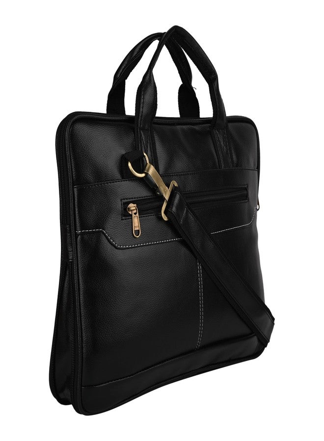 Fonsie Laptop Bag 18 Inch Supports 15.6 laptop, expandable compartment with sling strap, For Men and Women Office Messenger Bag, Notebook, Tab, Macbook Handbag Slim Design (Black)PU Leather for gift. - Image 2