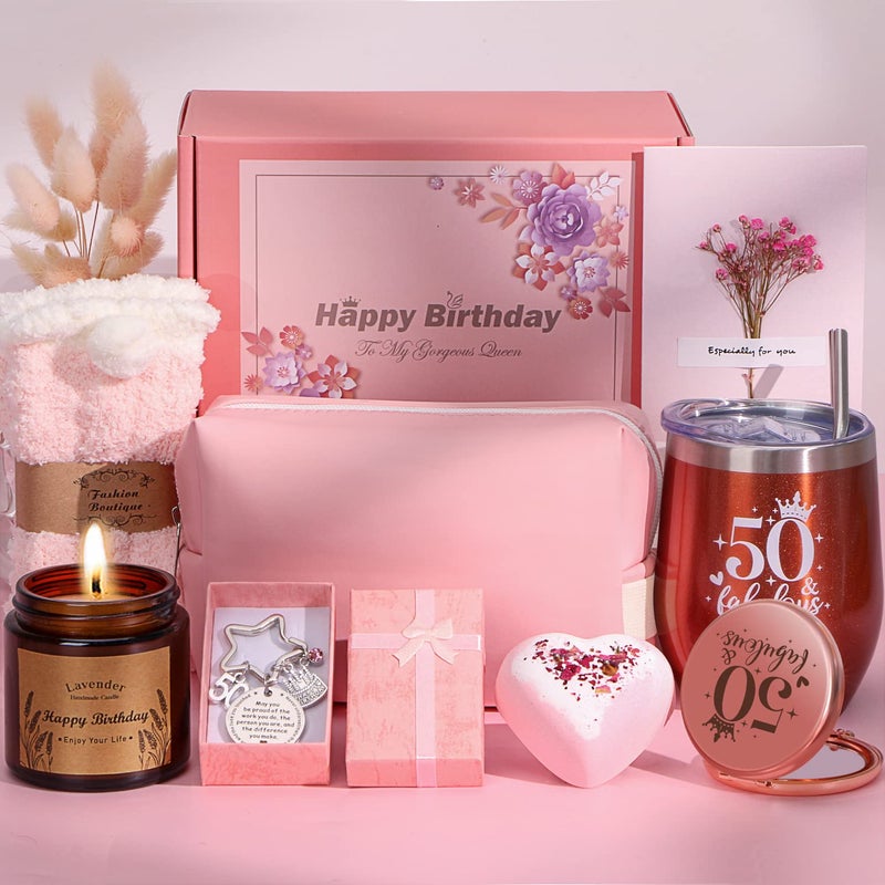 50th Birthday Gifts for Women Personalised Birthday Hampers for Her Turning 50 Funny 50 Year Old Pamper Gift Basket for Best Friend Mum Sister Wife Auntie Ladies 50th BirthDay Presents Ideas