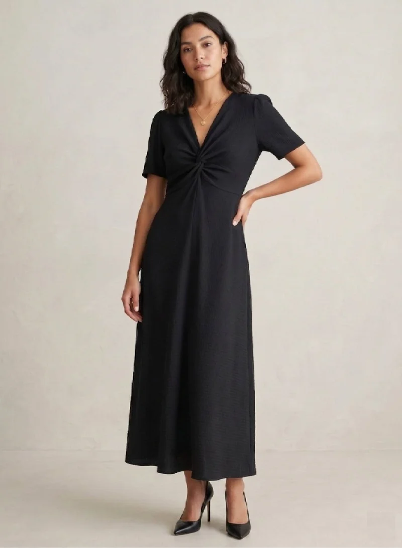 Victor And Jane  Black Textured Twist Front Maxi Dress for Women for Women | Best Price UAE
