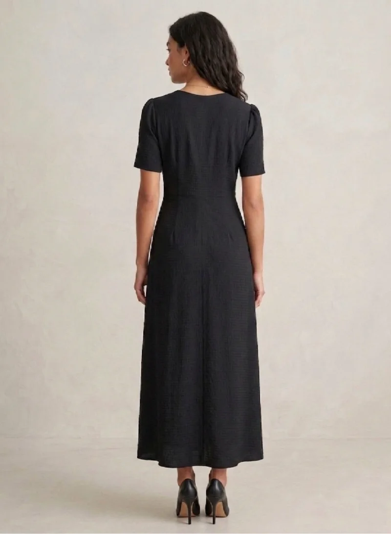 Victor And Jane  Black Textured Twist Front Maxi Dress for Women for Women | Best Price UAE
