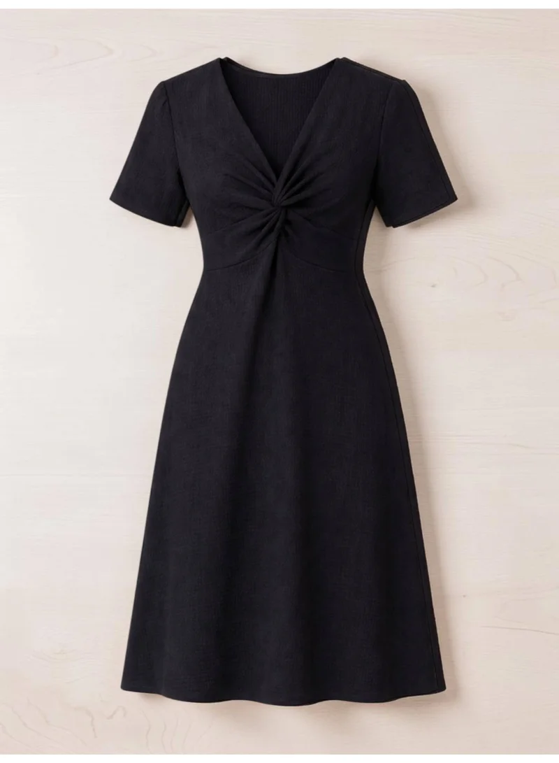 Victor And Jane  Black Textured Twist Front Maxi Dress for Women for Women | Best Price UAE
