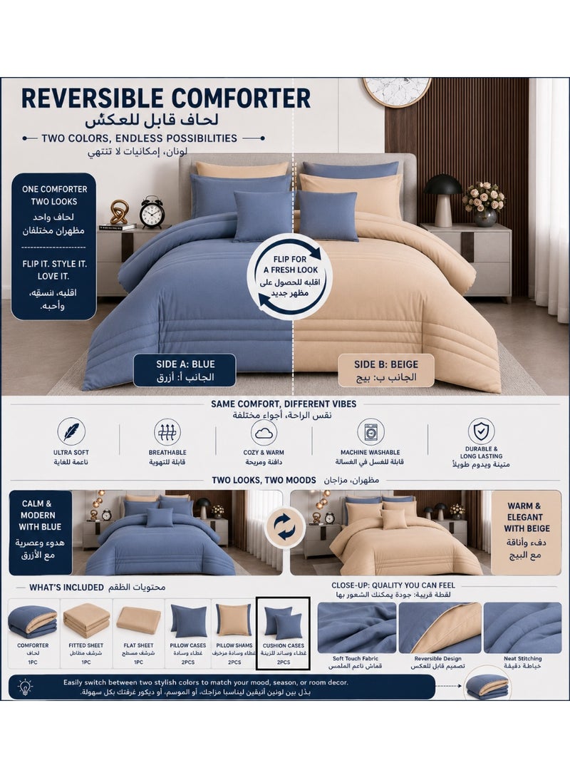 Luxury 8-Piece Comforter Set – King Size, Microfiber Fabric, – Fits 200x200 cm size bed, soft 100 GSM filling - Image 3