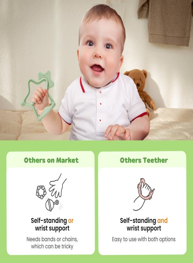 MOYUUM Wrist Teether Gift Set 100% Silicone, Wearable Type Baby Chew Toy Baby Gift for Newborn, Roly Poly Toy, Silicone Teething Toys for Infant and Toddler, Bracelet Type (Bird Orange, Pony Yellow) - Image 3