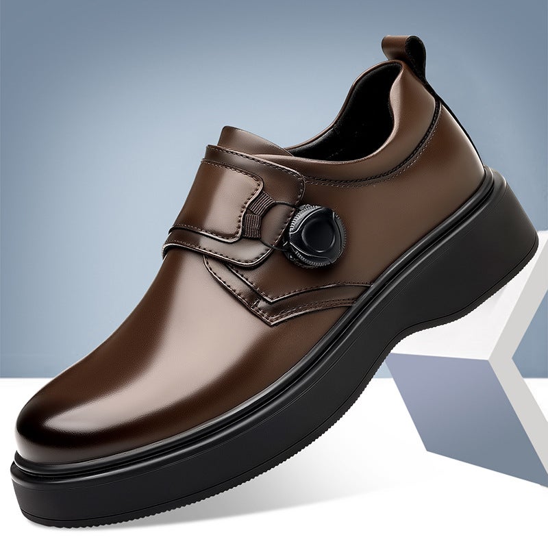 Men'S Height-Increasing Leather Shoes, New Genuine Leather Formal Brogue Shoes, High-End Business British Style Thick-Soled Men'S Shoes - Image 1