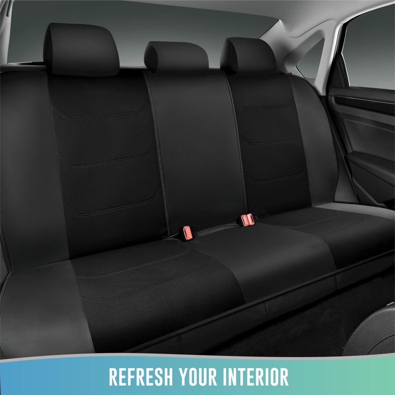 Road Comforts Car Seat Cover Full Set, Leather Mesh Seat Covers, Airbag Compatible, Universal Fit for Most Cars, SUVs, Trucks, and Vans - Black - Image 5