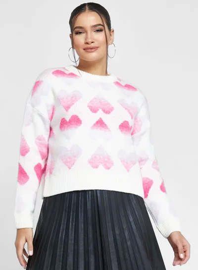 ONLY Heart Print Knitted Sweater