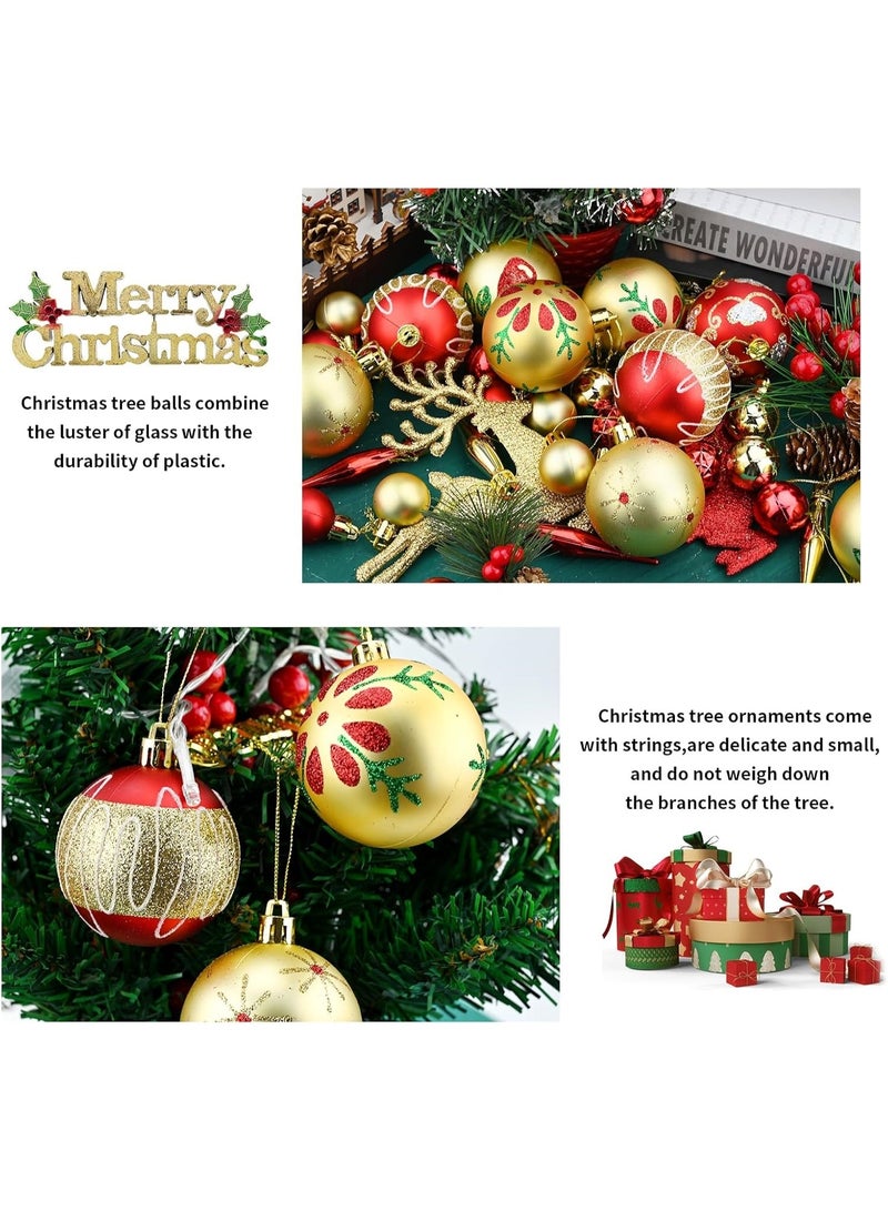 AIWANTO 40Pcs Red & Gold Christmas Ornaments Set – Shatterproof Balls, Reindeers & Baubles for Christmas Tree, Glitter & Matte Finish, Holiday Party Home Decorations - Image 3