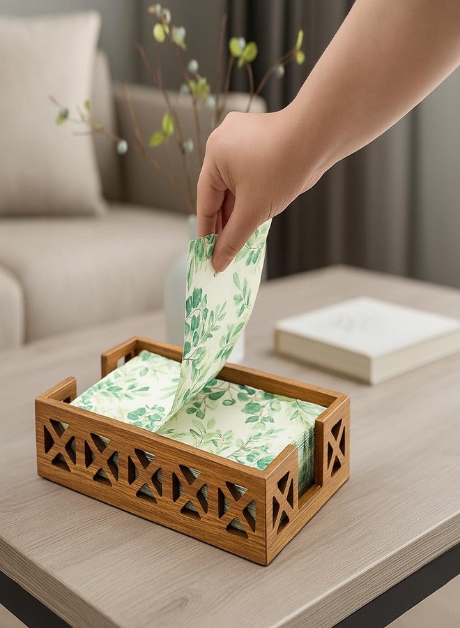 Renawe Acacia Wood Paper Towel Holder for Bathroom Counter Decor Trays Table Napkin holder Farmhouse Guest Towel Holder Disposable Hand Towels Tray Bathroom Wooden Kitchen Napkin Holder - Image 3
