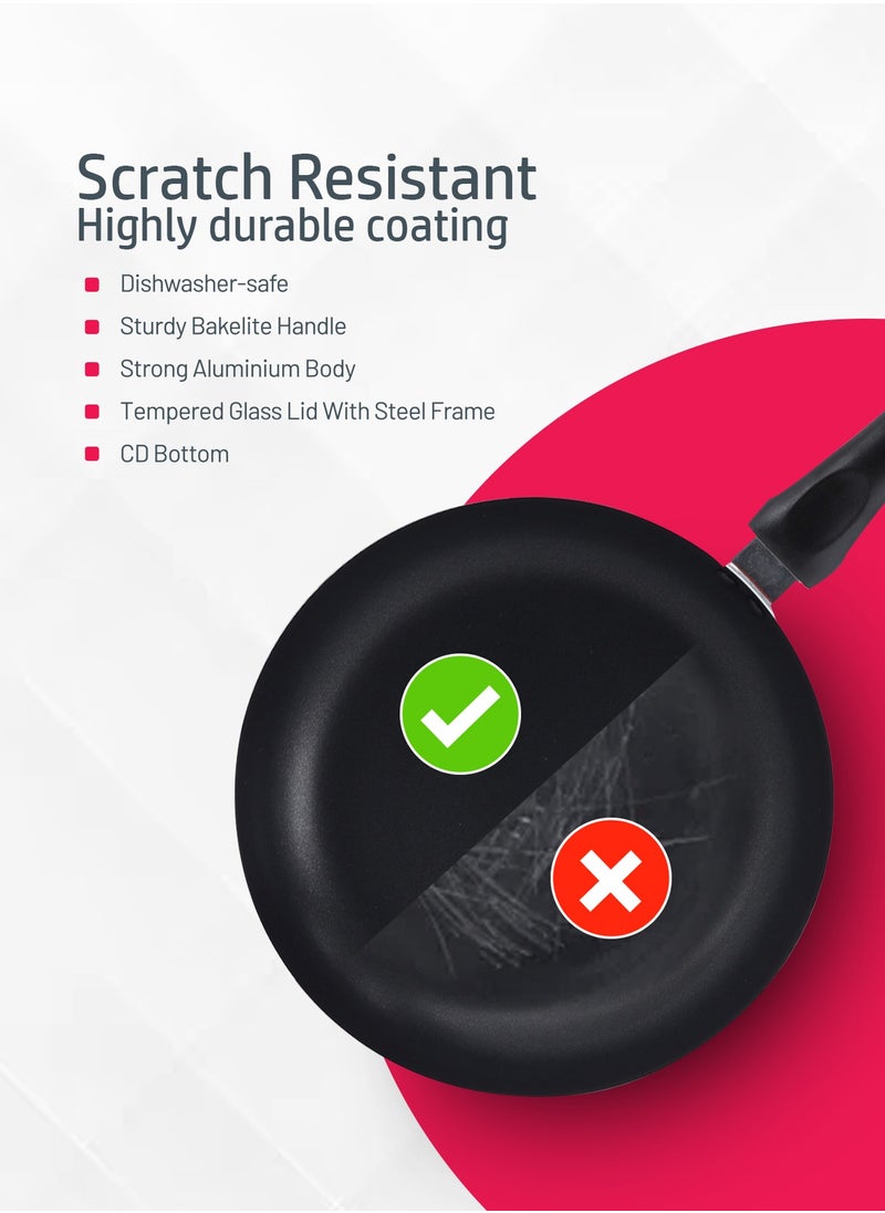 DELCASA - Nonstick Cookware Set 9pcs Aluminum Cookware-Induction Base-Scratch Resistor DC1995 24x11cm Casserole with Lid, 20x9cm Casserole with Lid, 24x5cm Fry pan, 18x8.5cm Saucepan with Lid, 2pcs Nylon Tool - Image 1