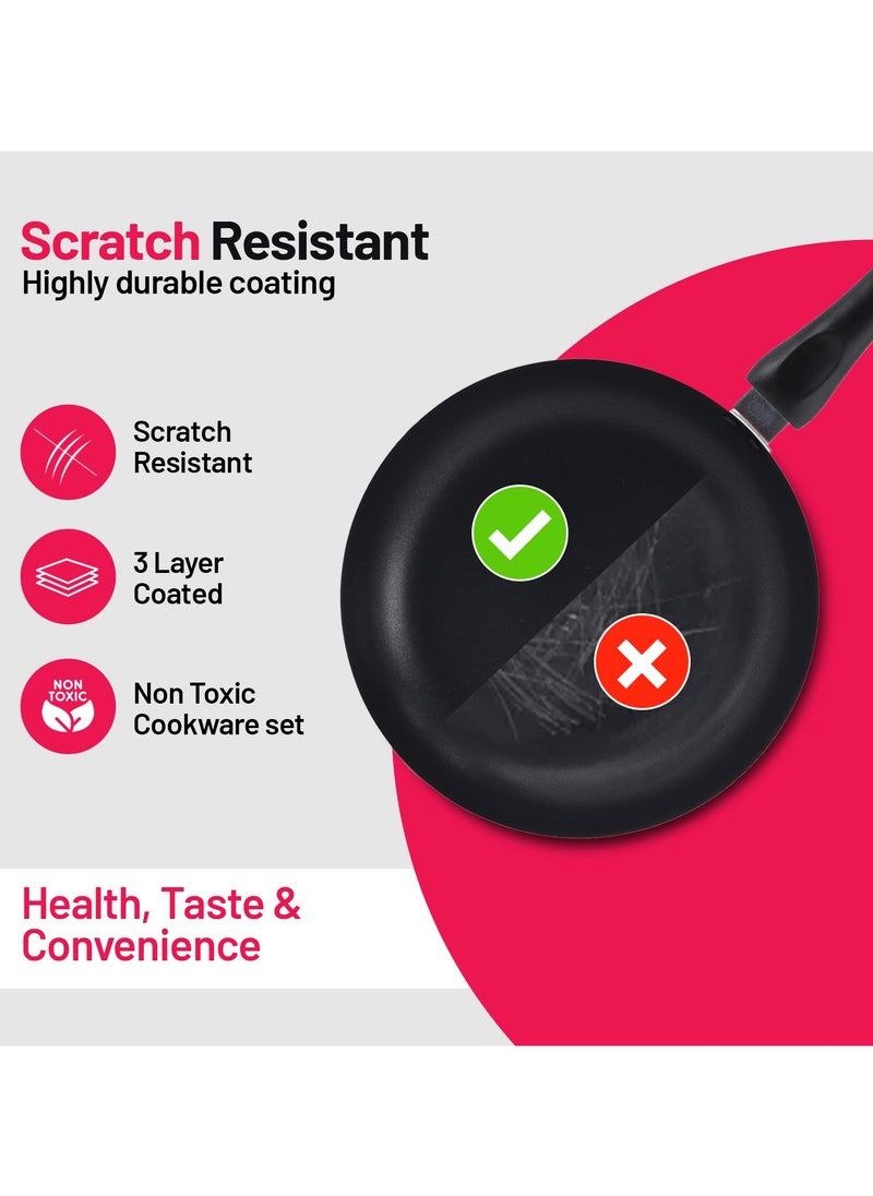 DELCASA - Nonstick Cookware Set 9pcs Aluminum Cookware-Induction Base-Scratch Resistor DC1995 24x11cm Casserole with Lid, 20x9cm Casserole with Lid, 24x5cm Fry pan, 18x8.5cm Saucepan with Lid, 2pcs Nylon Tool - Image 1