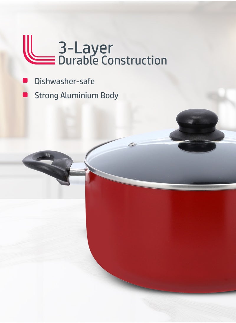 DELCASA - Nonstick Cookware Set 9pcs Aluminum Cookware-Induction Base-Scratch Resistor DC1995 24x11cm Casserole with Lid, 20x9cm Casserole with Lid, 24x5cm Fry pan, 18x8.5cm Saucepan with Lid, 2pcs Nylon Tool - Image 1