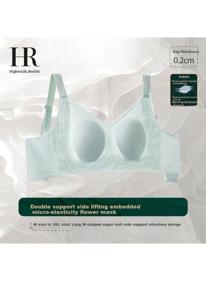 Hr Women's Rabbit Ear Cup Bra For Large Lace Brassiere, Milk White Color, 2XL - Image 1