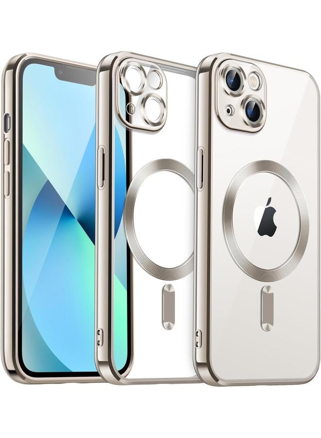 جي تيك جراب شفاف ناعم لهاتف iPhone 13 مقاس 6.1 بوصة حماية كاملة لعدسة الكاميرا متوافقة مع شحن Magsafe اللاسلكي، غطاء هاتف TPU مطلي بالكهرباء مقاوم للصدمات Starlight - Image 1